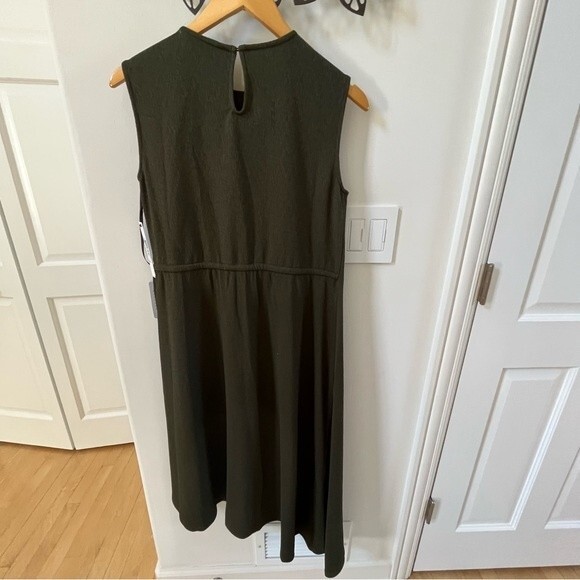 Maggy London Asymmetrical Drape Midi Dress In Olive 2 NWT - Picture 8 of 15
